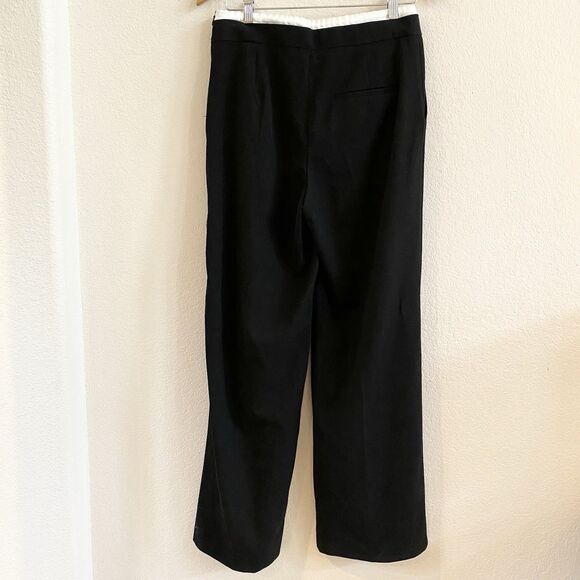 Zara Double Waisted Wide Leg Side Zip Black Drawstring Pants Size Medium - Picture 9 of 12